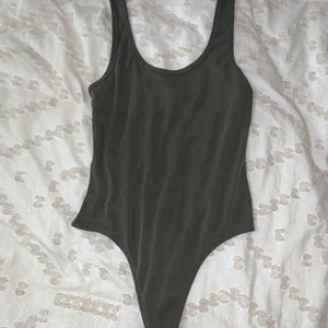 olive green ribbed bodysuit